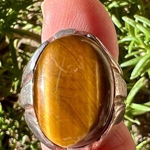 Vintage Heavy Sterling Silver Tiger's Eye Ring sz 6